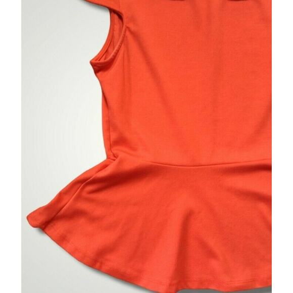 Pins & Needles Anthropologie Cap Sleeve Peplum Top Orange Sz Large - Picture 2 of 7
